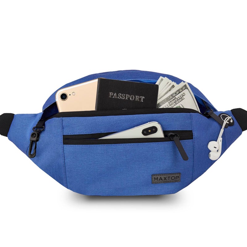 MAXTOP Large Crossbody Fanny Pack Belt Bag for Women Men with 4-Zipper Pockets Gifts for Enjoy Sports Yoga Festival Workout Traveling Running Hands-Free Wallets Waist Pack Phone Bag Fits All Phones - Image 1